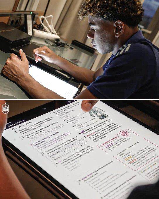 西班牙小孩哥不忘学业，亚马尔边写作业边踢欧洲杯